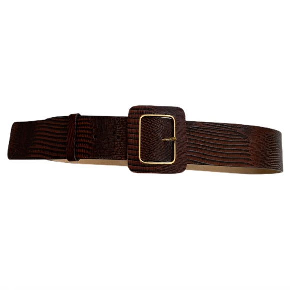 Oscar de la Renta Accessories - OSCAR DE LA RENTA Lizard Leather Square Waist Belt